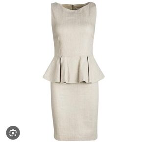 Alice & Olivia Sz 6 Golden Khaki Peplum Dress w/ Strappy Back NEW